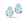 Three Cab Earrings in Blues & White Gold