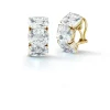 Three Stone Hoop Earrings in White Topaz