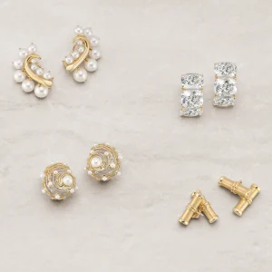 Three Stone Hoop Earrings in White Topaz