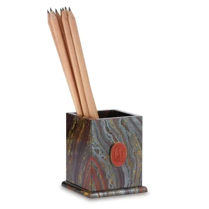 Tiger Iron Pen Cup with Red Jasper