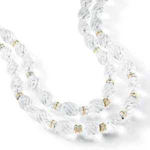 Torchon Necklaces in Carved Crystal & Diamond