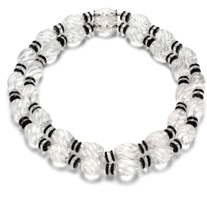 Torchon Necklaces in Carved Crystal, Black Onyx & Diamond
