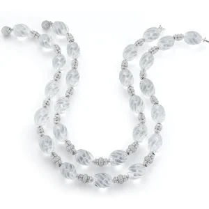 Torchon Necklaces in Carved Crystal & Pave Diamond