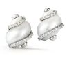Turbo Shell Earrings in Pearl & Diamond Bands