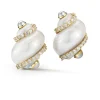 Turbo Shell Earrings in Pearl & Diamond Bands