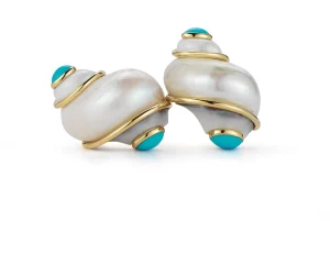 Turbo Shell Earrings in Turquoise
